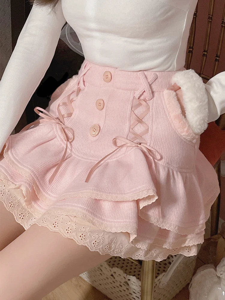 Em promoção! 2023 Coreano Moda Laço Branco Mini-saia Para As Mulheres, A  Menina De Uma Linha De Saia Curta Kawaii Bonito Estilo Preppy Estudante De  Cintura Alta Roupas